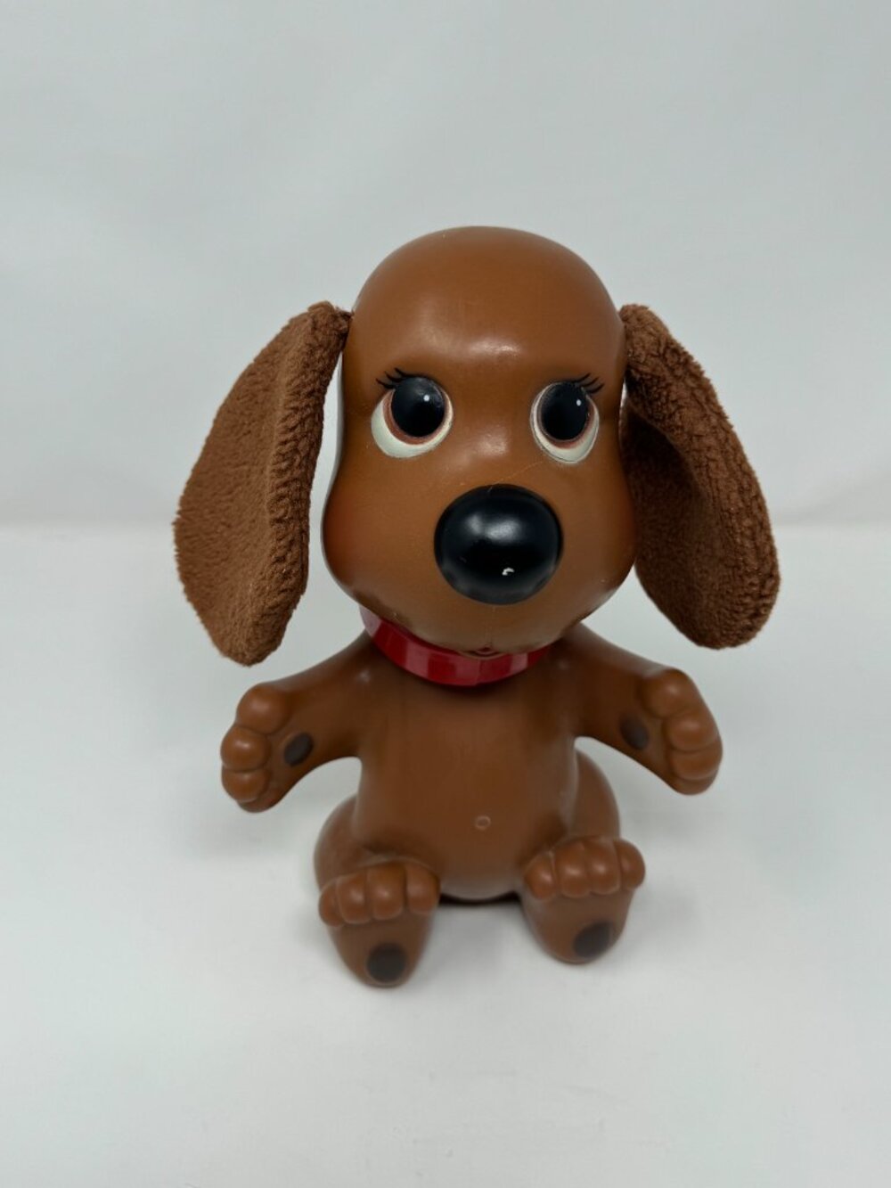 Vintage 1982 CPG Brown Puppy Dog Vinyl Toy Plush Ears 10"